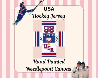 Lienzo de tapicería pintado a mano de 18 hilos por pulgada – Diseño de la medalla de oro de USA Hockey