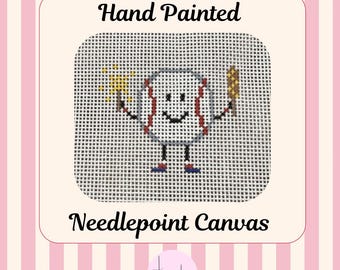 Hand-Painted Needlepoint Canvas 18 Mesh – Summer Baseball Design