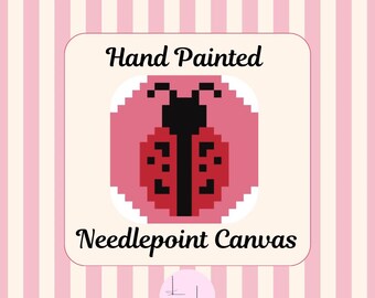 Lienzo de tapicería pintado a mano de 13 mallas – Diseño de dije de mariquita para bolso