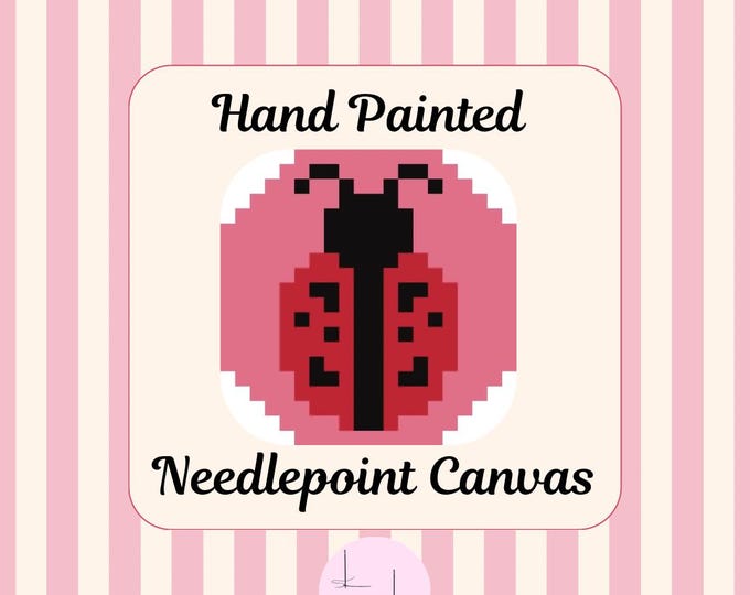 Lady Bug Bag Charm Hand-Painted Beginner Friendly Needlepoint Canvas