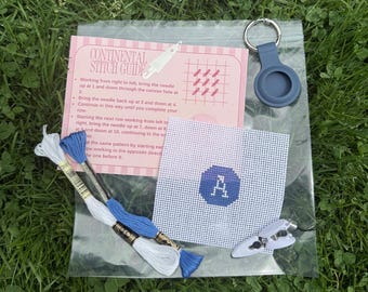 Kit de iniciación para principiantes en bordado de llaveros / Kit de inicio para proyectos de bricolaje con lienzo, hilos e instrucciones.