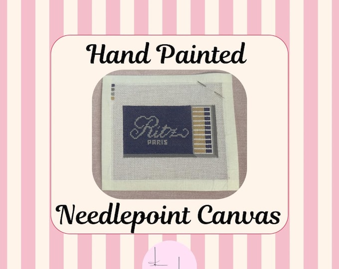 Ritz Carlton Hotel Paris Inspired Match Box Hand-Painted 18 Mesh Needlepoint Canvas