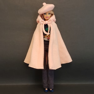Hooded doll cloak, doll beret for dolls(fleece), baby peach