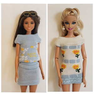 Doll dress, top and skirt