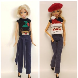 Collants et haut pour poupée, robe de Noël moche pour poupée