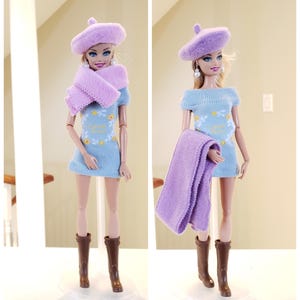 Beret and scarf for 11.5inches dolls (fleece)