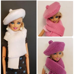 Beret and scarf for doll(fleece)