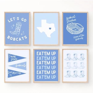 Estado de Texas, paquete de 6 collages de pared, impresiones digitales del estado de Texas, impresión digital del estado de Texas, impresiones digitales de arte mural del estado de Texas