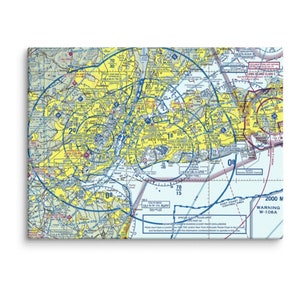 Benutzerdefinierte VFR Schnittkarte Flughafen Leinwand Wandkunst Personalisierter Luftraum