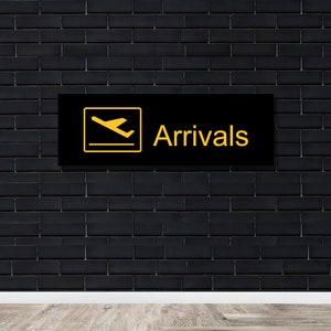 Custom Arrivals Departures Airport Sign Canvas Wall Art