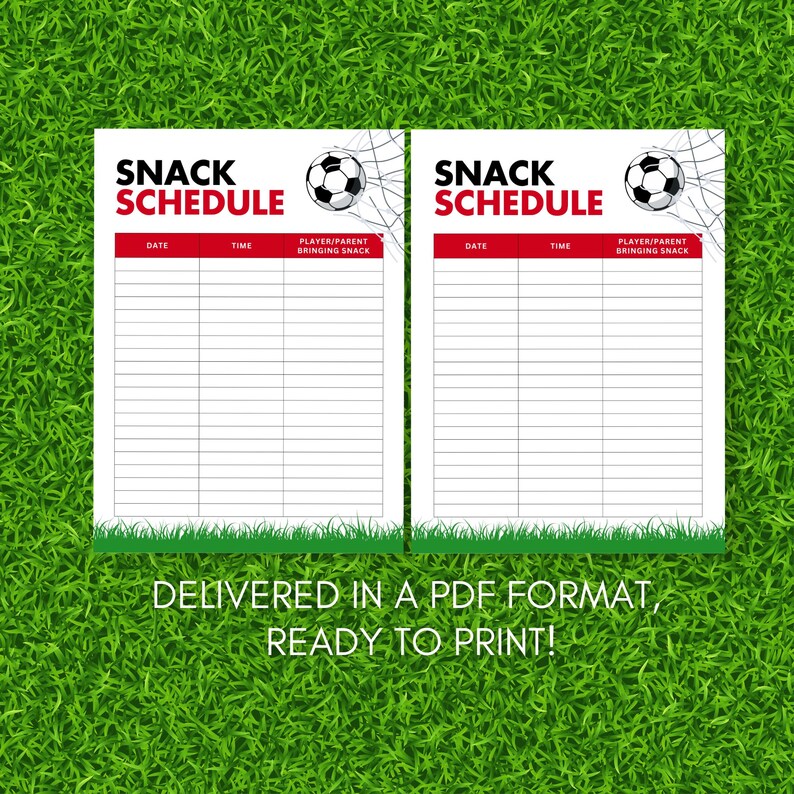 Printable Soccer Snack Schedule Sign up Sheet, Game Day Soccer Snack ...
