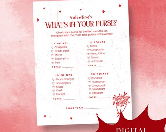 Valentines Day Digital Party Game, Valentines Day What's in Your Purse, Phone Game Valentines Day, Ladies Night Games