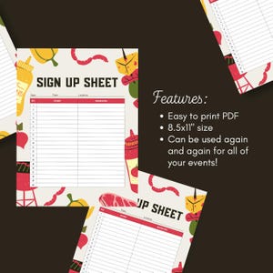 BBQ Sign Up Sheet, Barbecue Potluck Sign Up Sheet, Summer BBQ Sign Up, Picnic Sign Up Sheet, Summer Party Sign Up, Digital Download Print