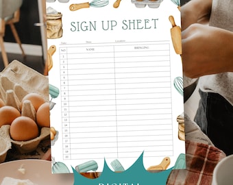Baking Sign Up Sheet, Pie Bake Off Sign Up Sheet, Baking Contest Sign Up, Bake Off Sign Up, Cookie Exchange Sign Up, Digital Download