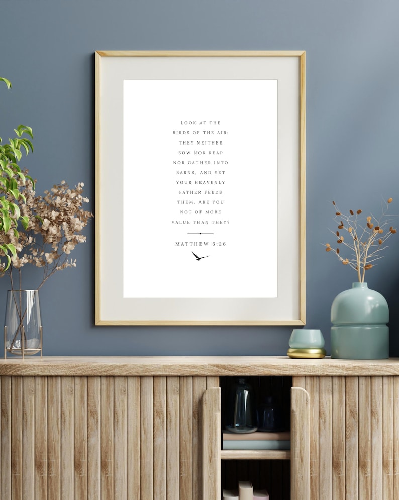Matthew 6:26 ESV Christian Wall Art Printable, Bible Verse Scripture ...