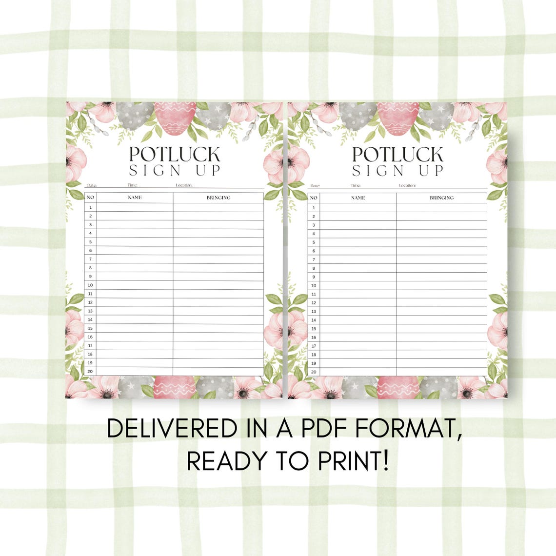 Spring Potluck Sign Printable Printable Easter Potluck Sign up Sheet, Spring Potluck Sign up Sheet ...