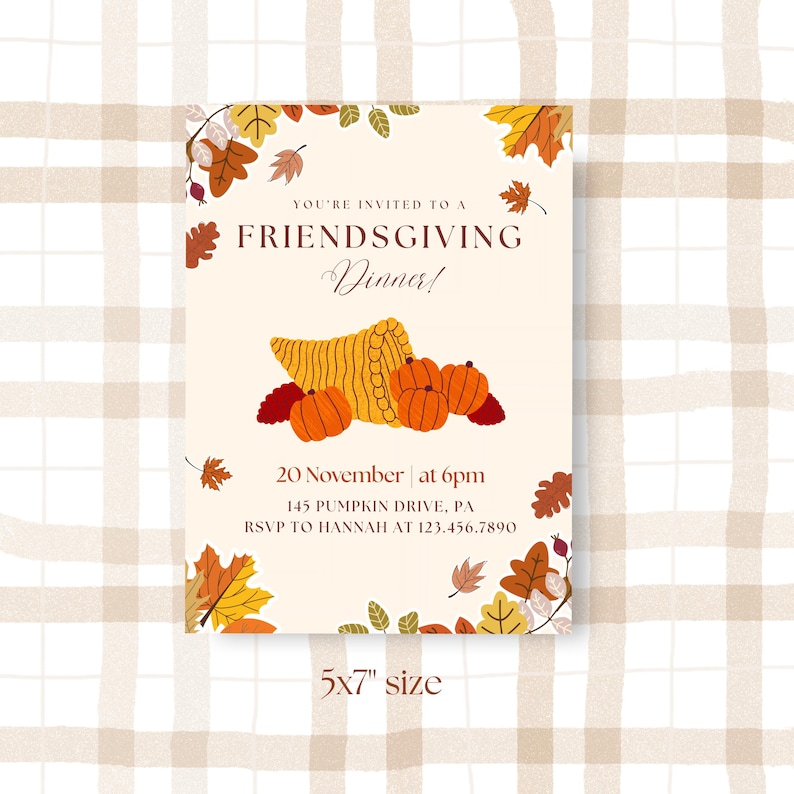 Potluck Invite Example Editable Friendsgiving Dinner Invitation 5x7