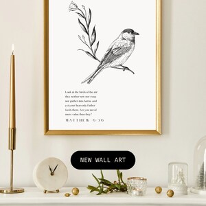 Matthew 6:26 ESV Christian Wall Art Printable, Bible Verse Scripture ...