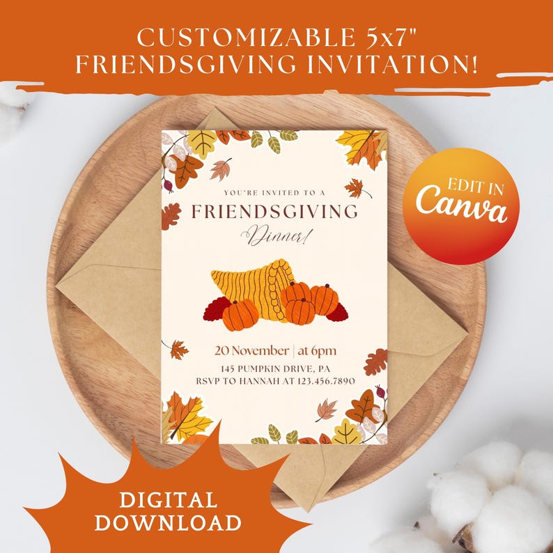 Potluck Invite Example Editable Friendsgiving Dinner Invitation 5x7