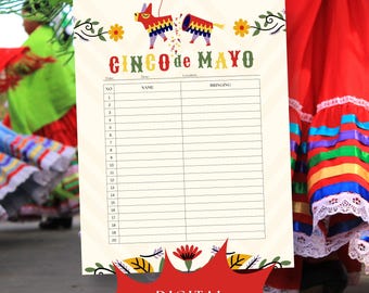 Cinco de Mayo Potluck Sign Up Sheet, Fiesta Potluck Sign Up Sheet, Hispanic Heritage Sign Up, Mexican Heritage Sign Up, Digital Download
