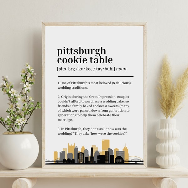 History of the Pittsburgh Cookie Table Printable Sign 8x10, 8.5x11, Pittsburgh Cookie Table Definition Sign, Cookie Table Signs