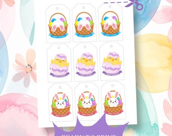 Easter Treat Tags, Printable Gift Tags, Easter Basket Tag, Easter Party Favor Gifts, School Treat Gift Tag, Easter Egg Hunt Instant Download