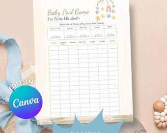 Baby Pool for Shower, Baby Betting Game, Baby Predictions Game, Customized Baby Shower Activity, Baby's Weight Minimalist Office Game