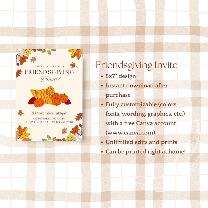 Potluck Invite Example Editable Friendsgiving Dinner Invitation 5x7