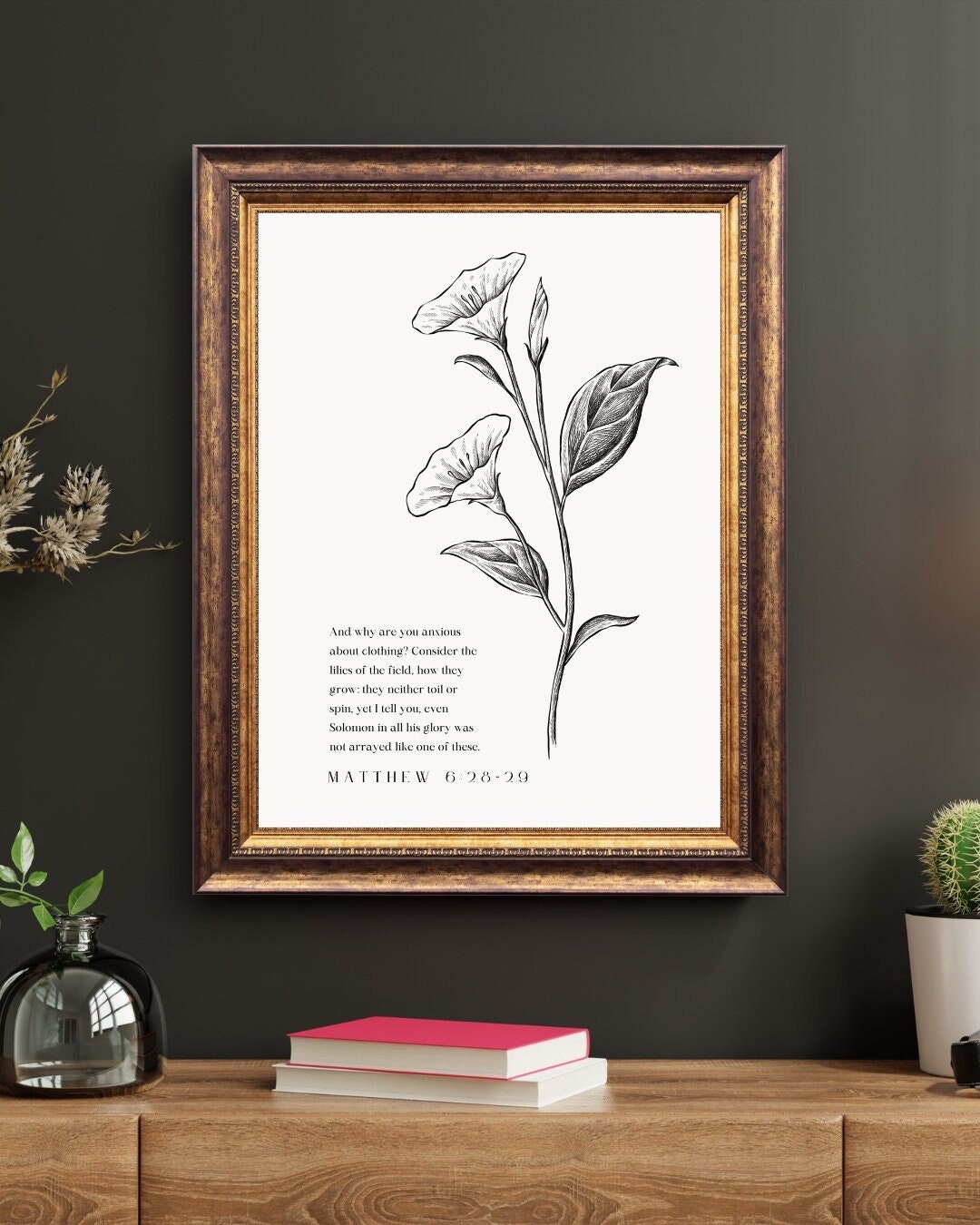 Matthew 6:28-29 ESV Christian Wall Art Printable, Bible Verse Scripture ...