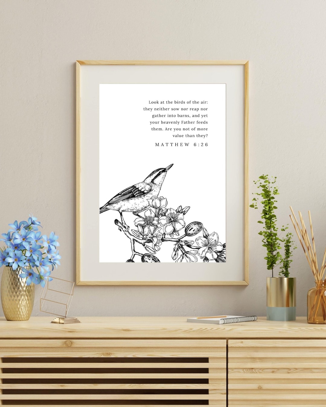 Matthew 6:26 ESV Christian Wall Art Printable, Bible Verse Scripture ...