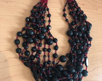Vintage 1980's Glass Bead Necklace