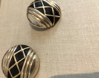 vintage 1980's Silver Clip On Earrings