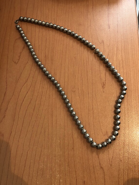 Vintage 1980's Silver Beaded Necklace - image 2