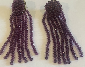 Vintage 1990's Sugarfix Purple Beaded Earrings