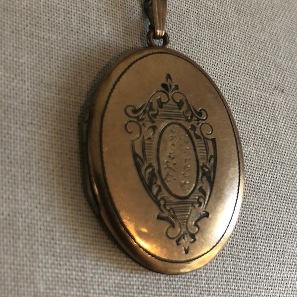 Vintage Bronze Locket Engraved