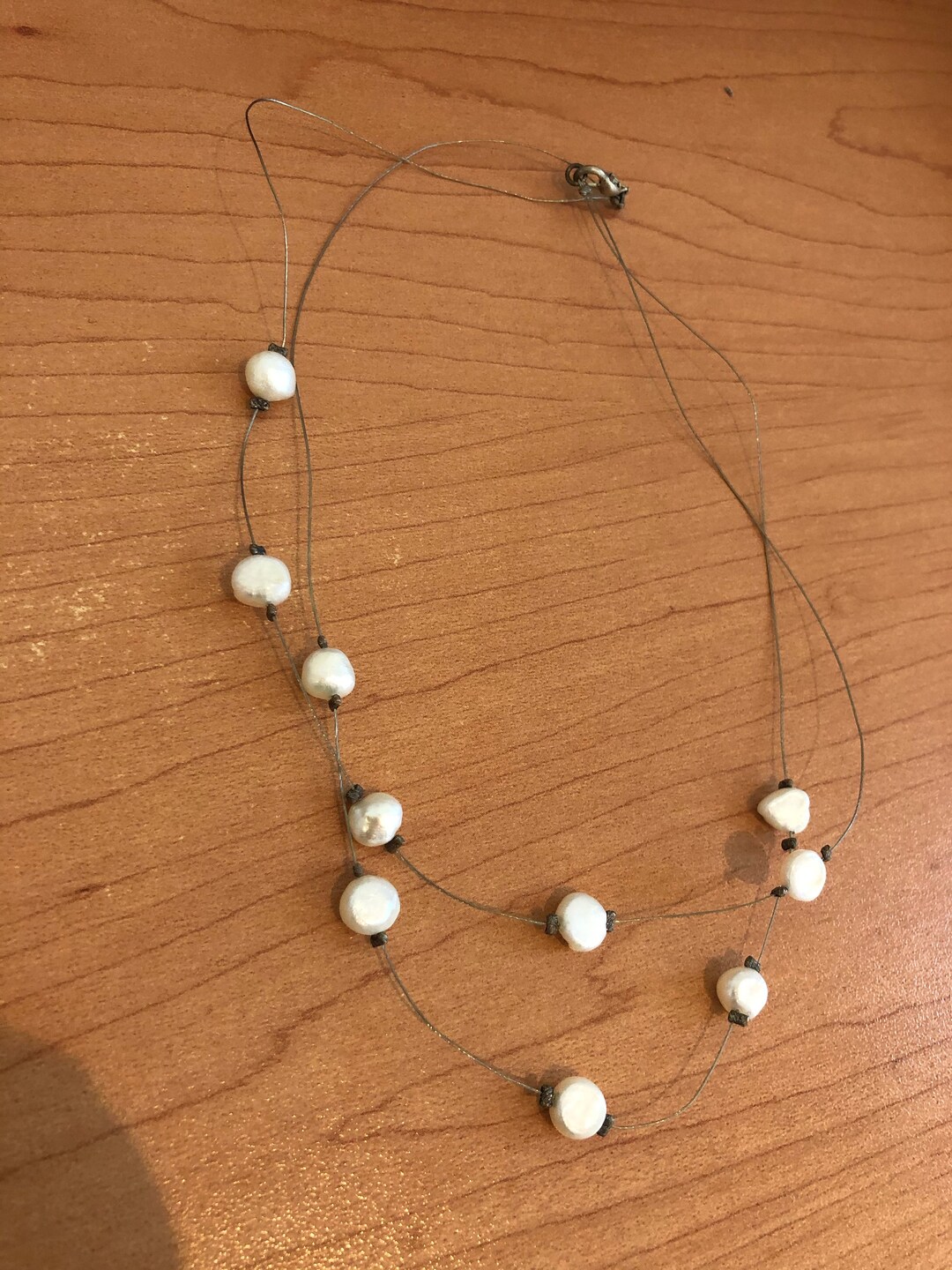 Vintage 1980's Pearl and Wire Necklace Canada
