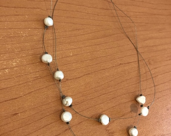 Vintage 1980's Pearl and Wire Necklace