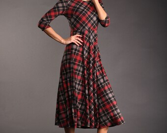 holiday plaid dress womens