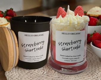 Strawberry Shortcake Soy Wax Aesthetic Candle-Dessert Candle-Frosted Candle-Scented Candle-Handmade Gift-Mother's Day Gift -Gift for Mom