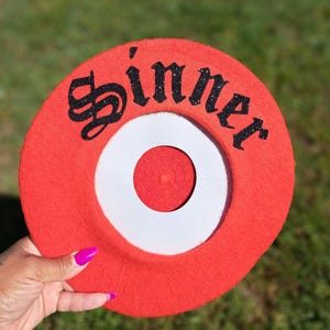 Red or black with vinyl Beret , Goth, Alt fashion, Dark fashion, Halloween
