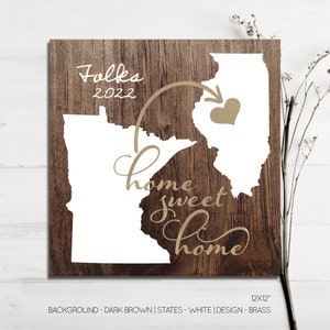 States Home Sweet Home Sign Housewarming Gift Moving Away Gift Going Away Gift State Wall Decor Personalized State Sign with Heart