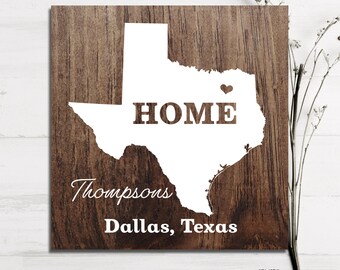 State Sign Home Personalized State Sign Custom Wood Sign Rustic Wood Name Sign Housewarming Gift