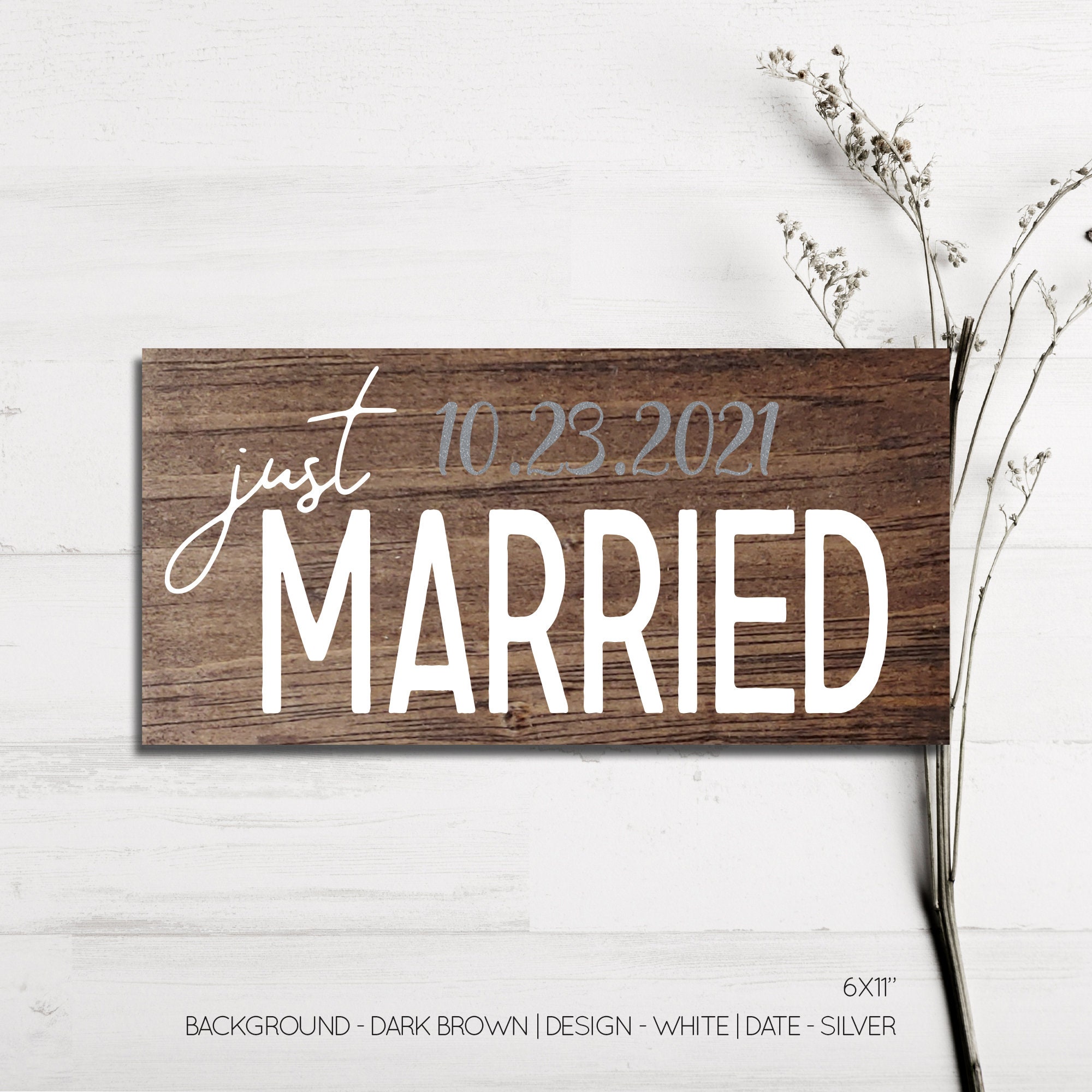Just Married Personalized Sign Wedding Date Sign Rustic Wood Etsy