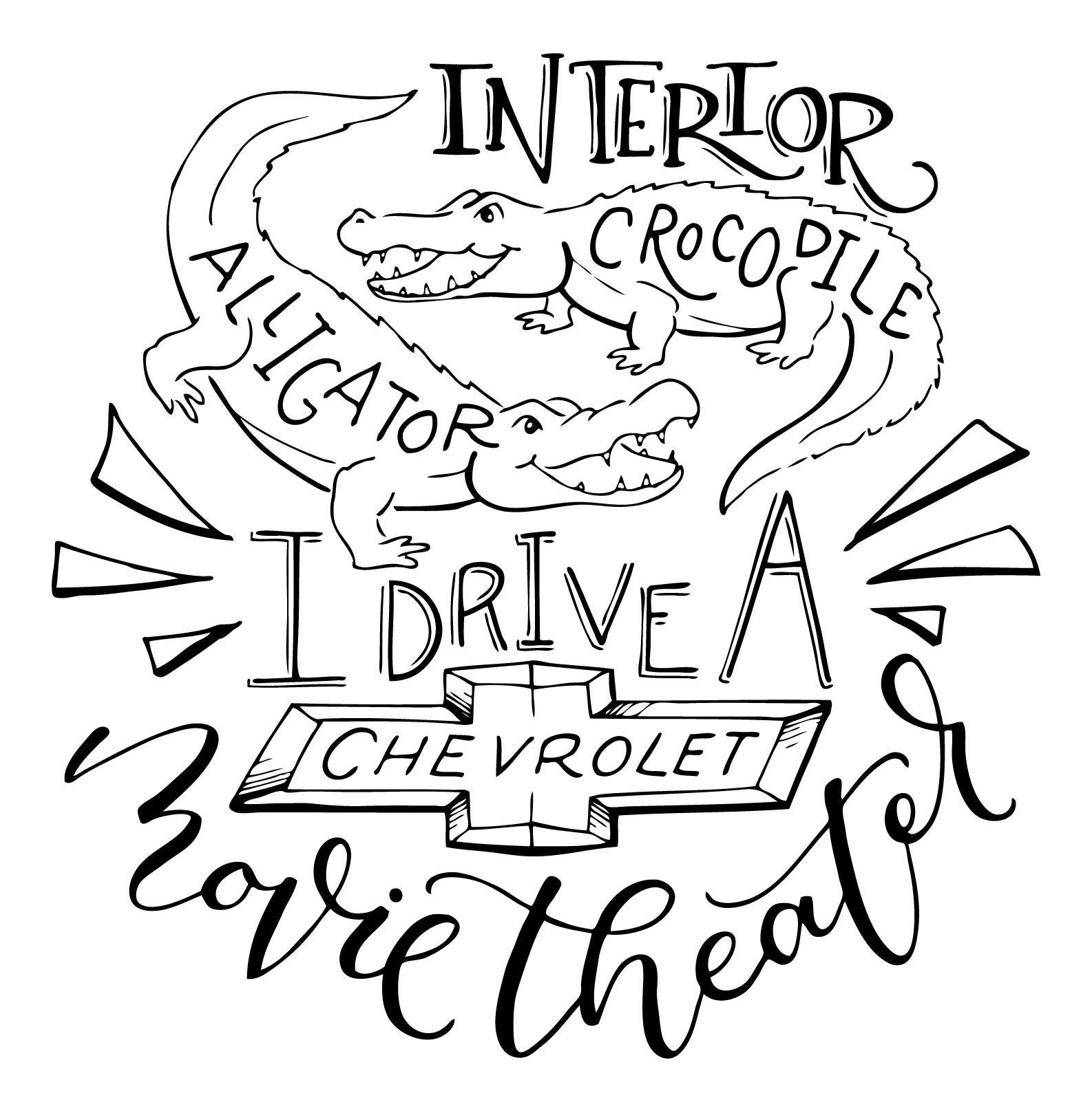 Interior Crocodile Alligator Hand Lettered