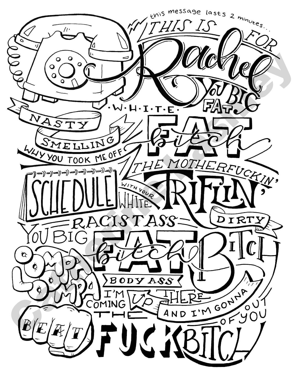 This is for Rachel Voicemail Hand Lettered