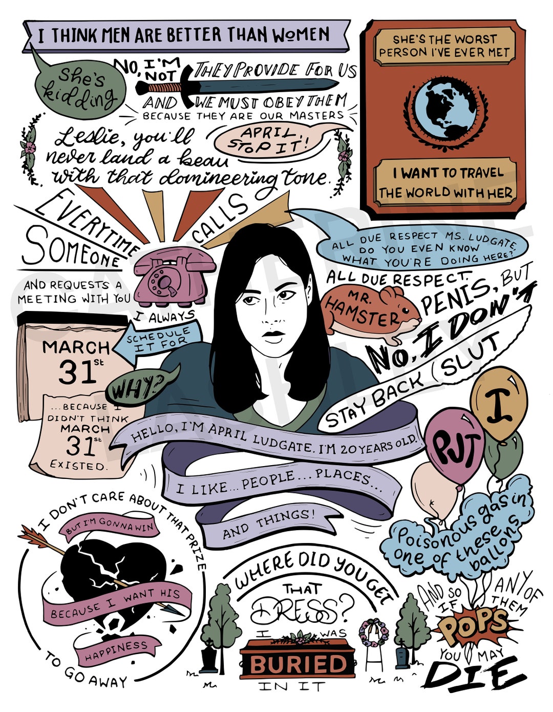 April Ludgate Best Quotes colorized Etsy