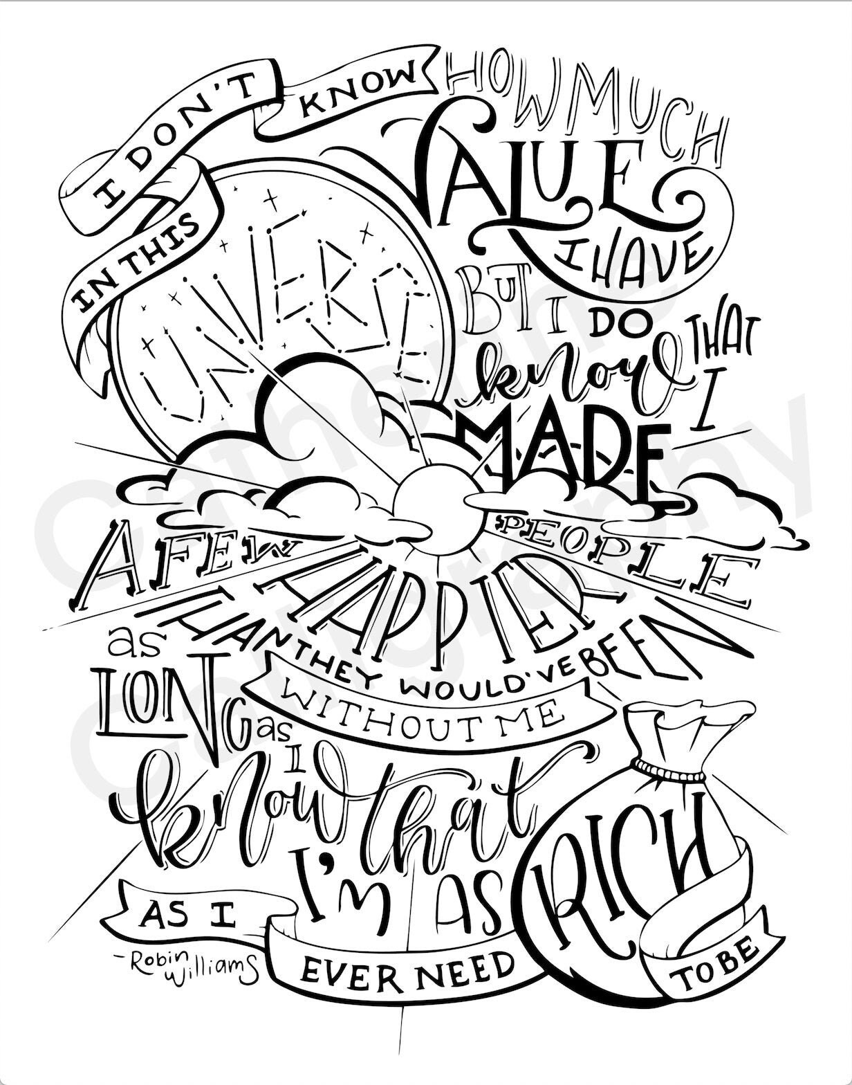 Robin Williams Quote Hand Lettered Etsy