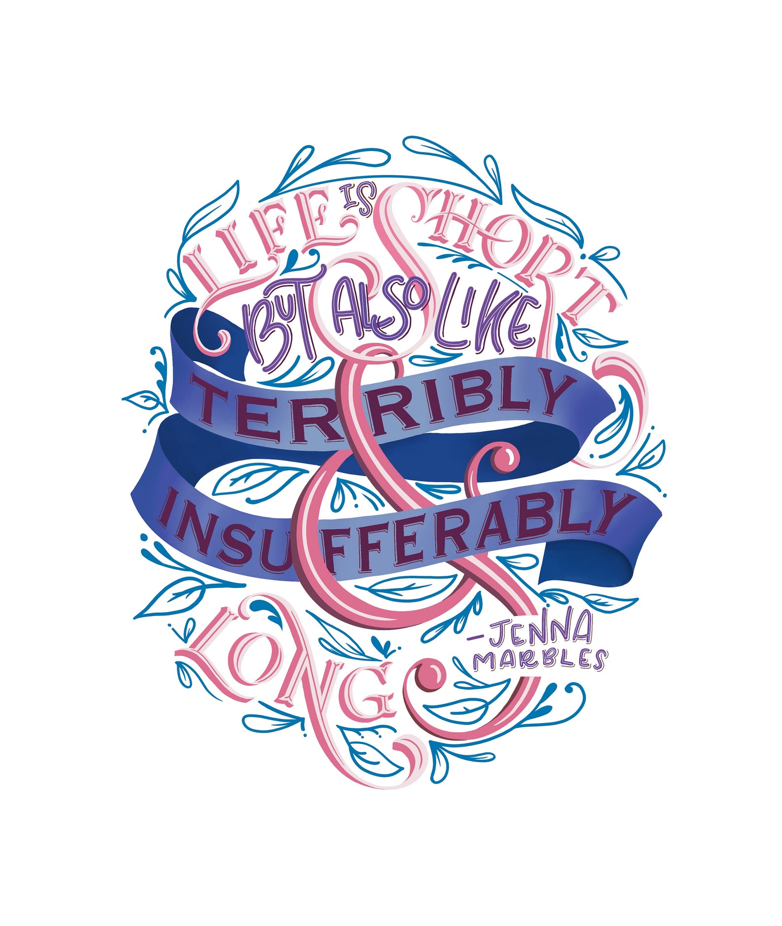 Jenna Marbles Life is Short Quote Blue | Etsy
