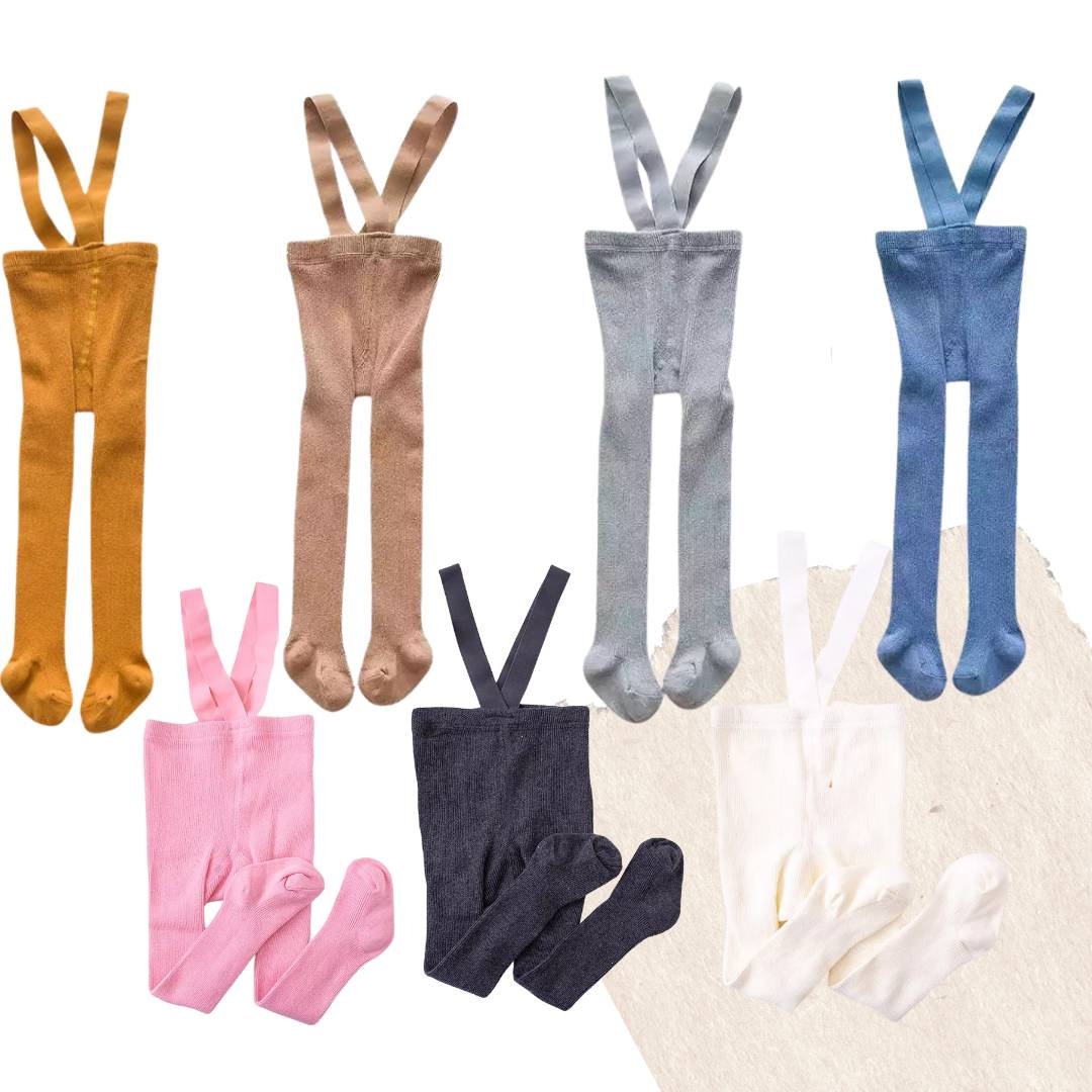 Newborn Baby Toddler Suspender Overalls, High Waist Baby Tights, Stockings, Cotton Knitted