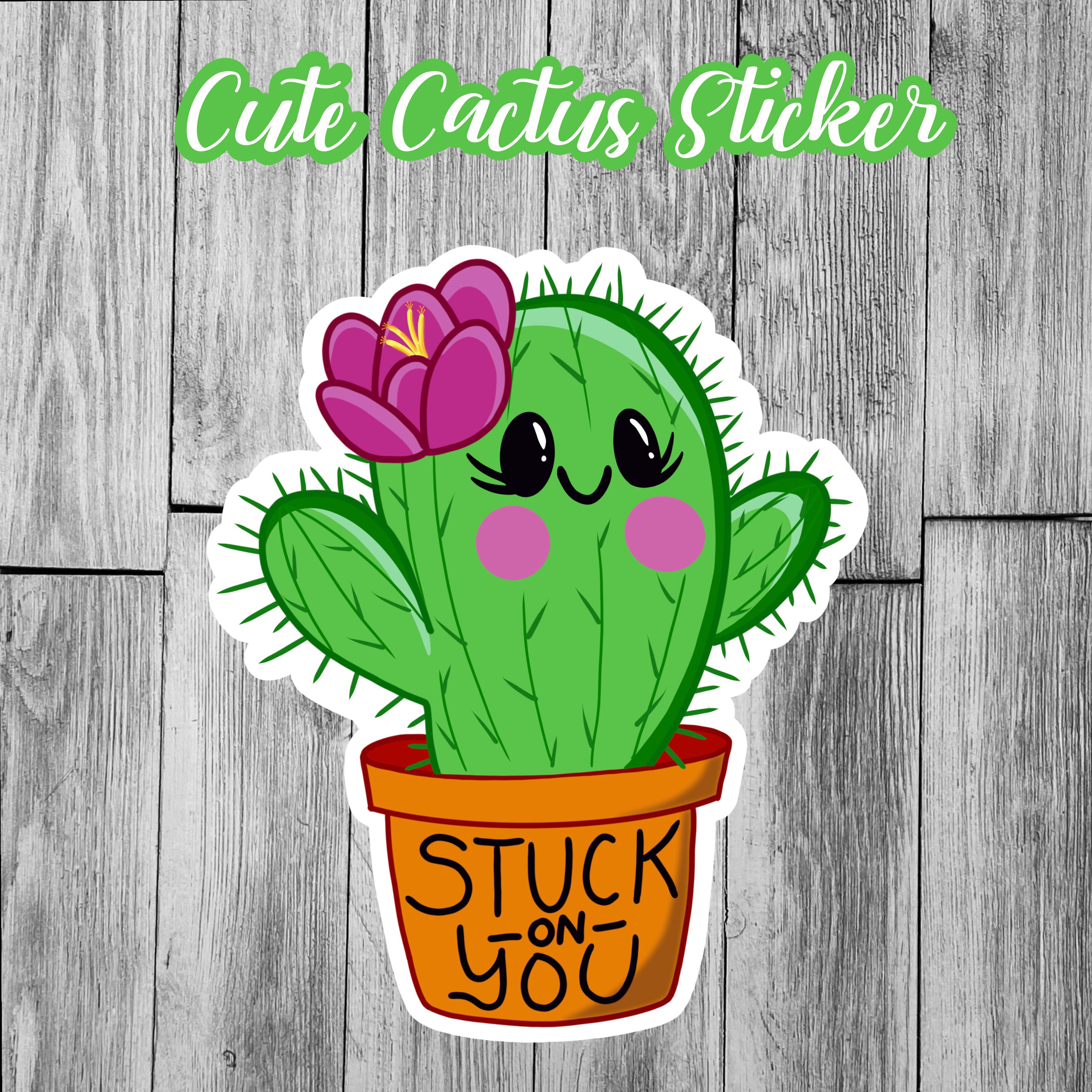 Cute Cactus Sticker Cactus Vinyl Sticker Laptop Sticker Etsy